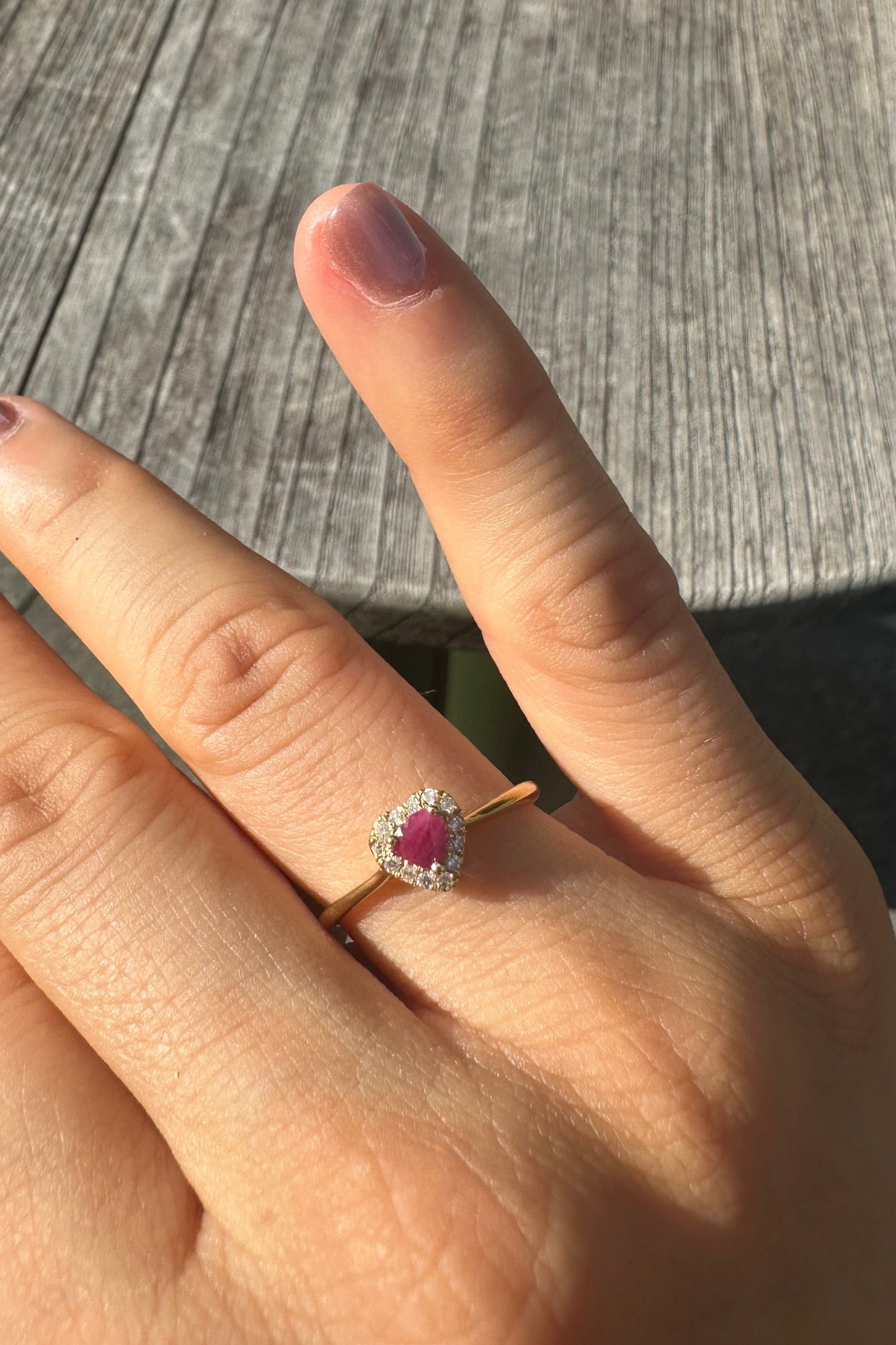 Mini Heart Ring with Diamond Halo